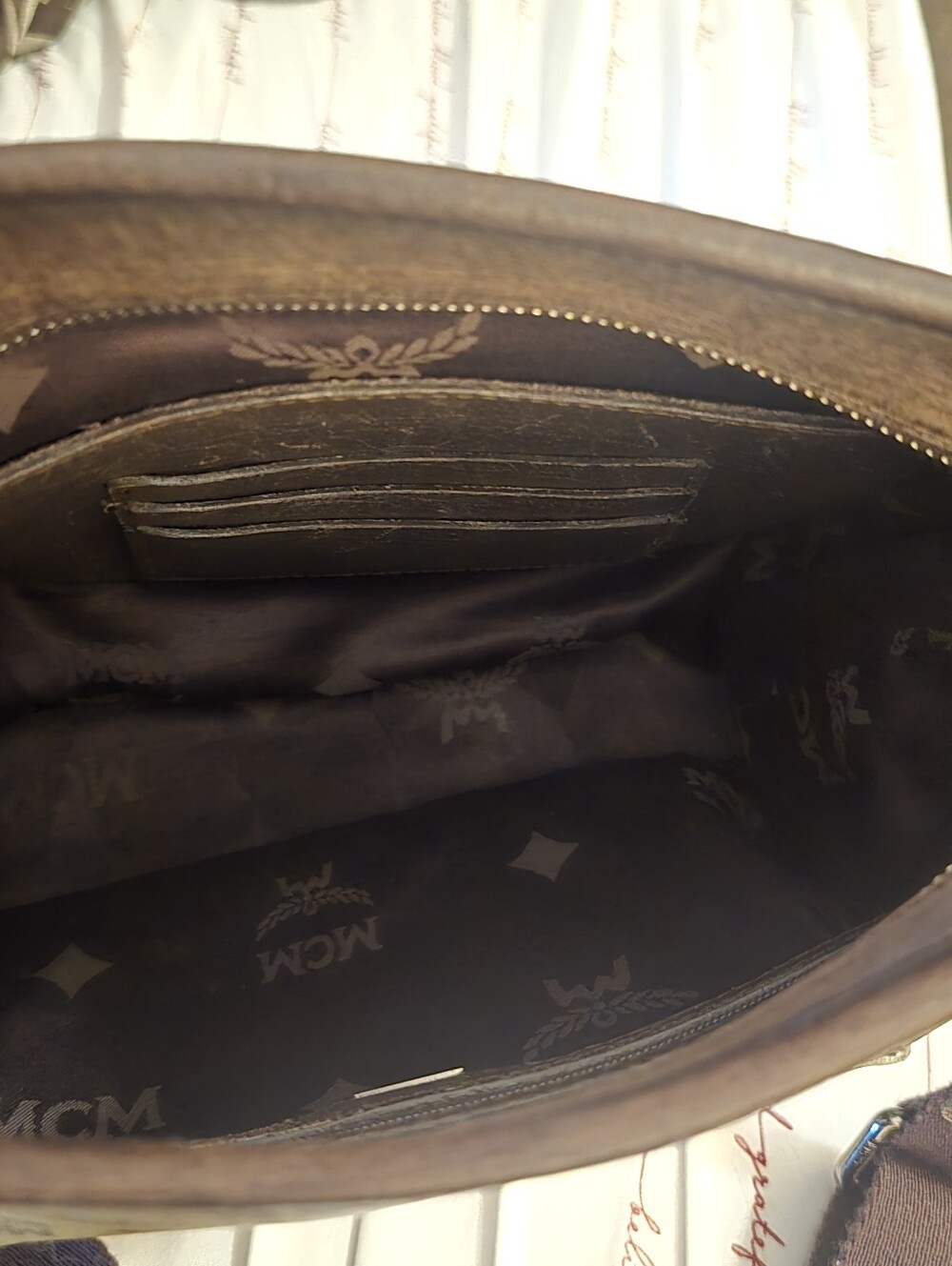MCM AUTHENTIC Dark Brown Monogram Crossbody Messenger Bag-EUC! - Picture 8 of 16